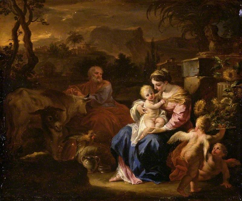 Le Repos pendant la fuite en Égypte - Francesco Solimena image 1 copie peinte à la main à l’huile