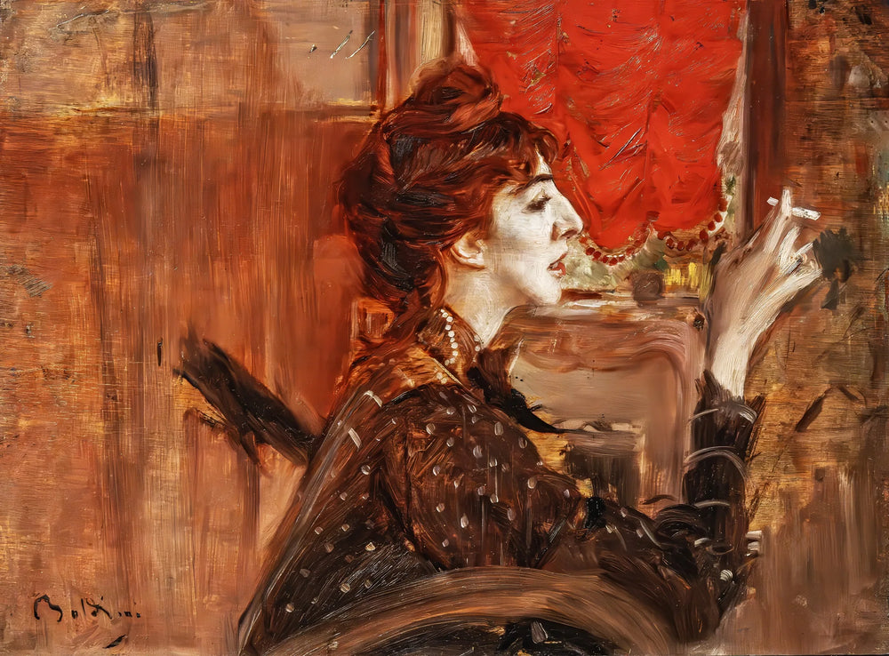 Le rideau rouge - Giovanni Boldini image 1 reproduction artisanale de tableau