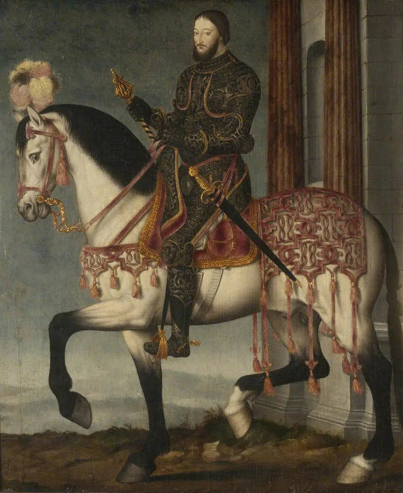 フランソワ1世、フランス王（1494-1547）、馬に乗る - フランソワ・クルエ

Source:
Le roi François Ier, roi de France (1494-1547) à cheval - François Clouet