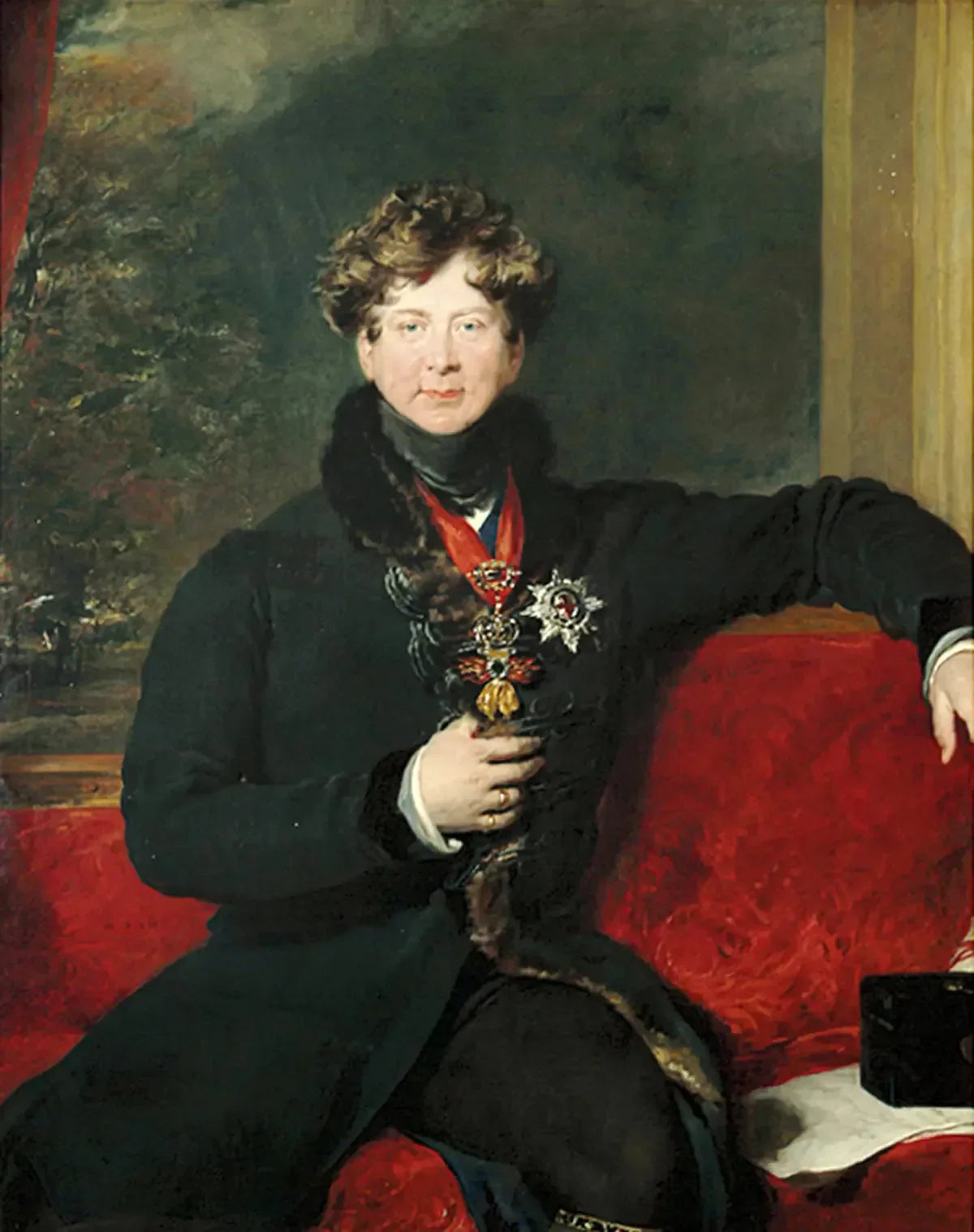 Le roi George IV assis, en tenue du matin - Thomas Lawrence image 1 copie peinte à la main à l’huile