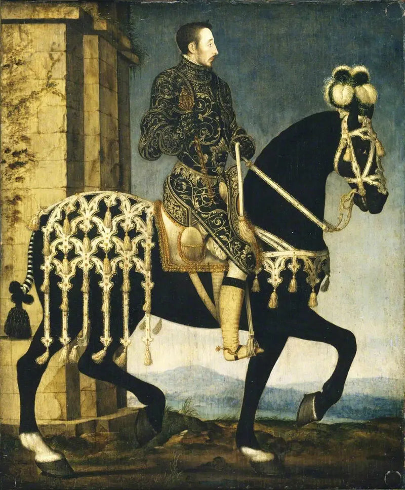 フランス王ヒンドII世（1519-1559）、馬に乗る - フランソワ・クルエ

Source:
Le roi Henri II, roi de France (1519-1559) à cheval - François Clouet