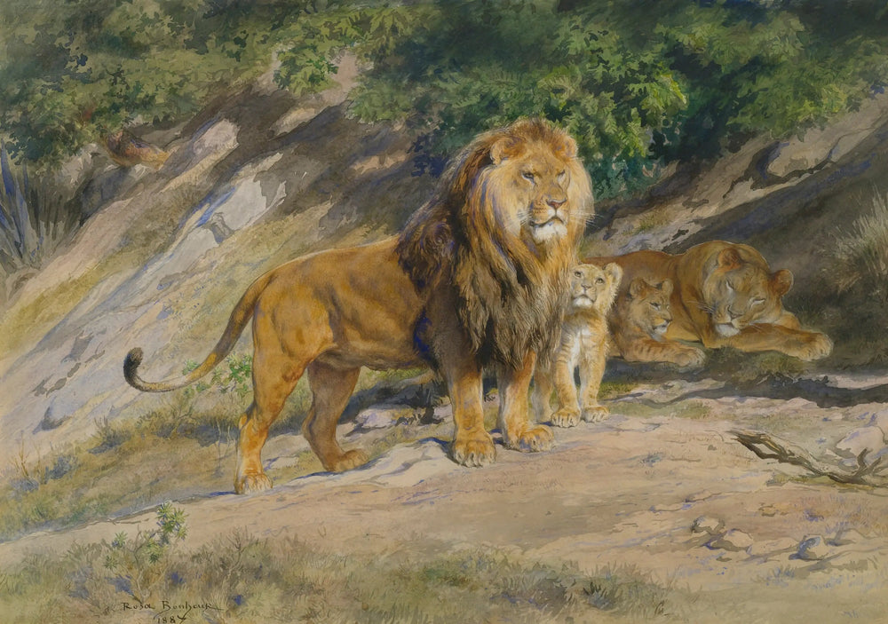 Le roi regarde - Rosa Bonheur image 1 reproduction de peinture à l’huile