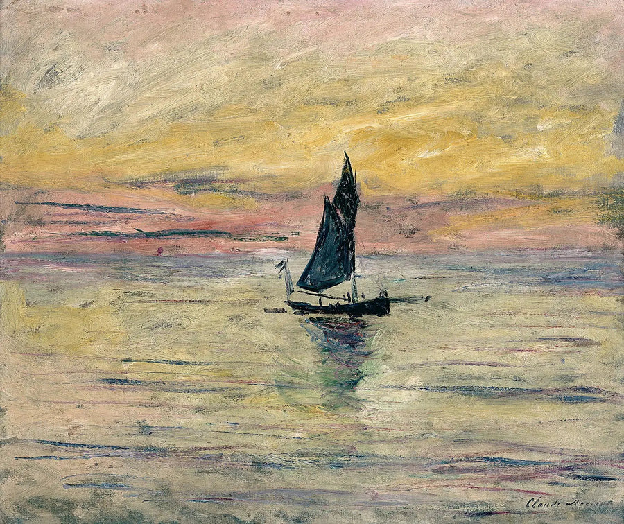 ヨット、夕暮れの効果 - クロード・モネ