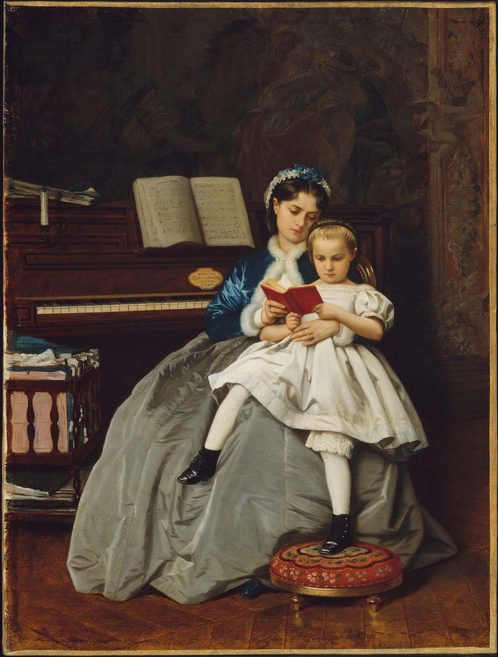 Leçon de lecture - Auguste Toulmouche image 1 reproduction d’œuvre d’art à l’huile