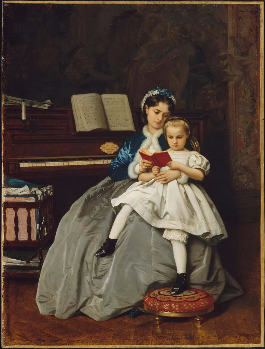 Leçon de lecture - Auguste Toulmouche image 1 reproduction d’œuvre d’art à l’huile