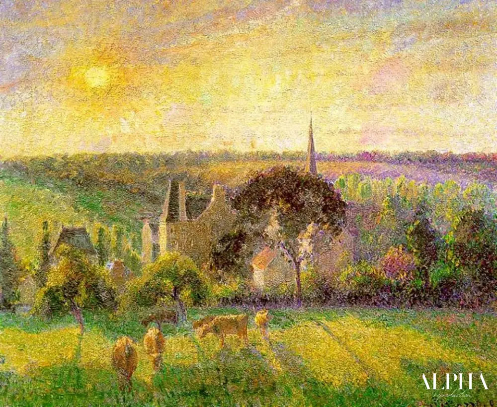 L'église et la ferme d'Eragny - Camille Pissarro - Reproductions de tableaux et peintures haut de gamme