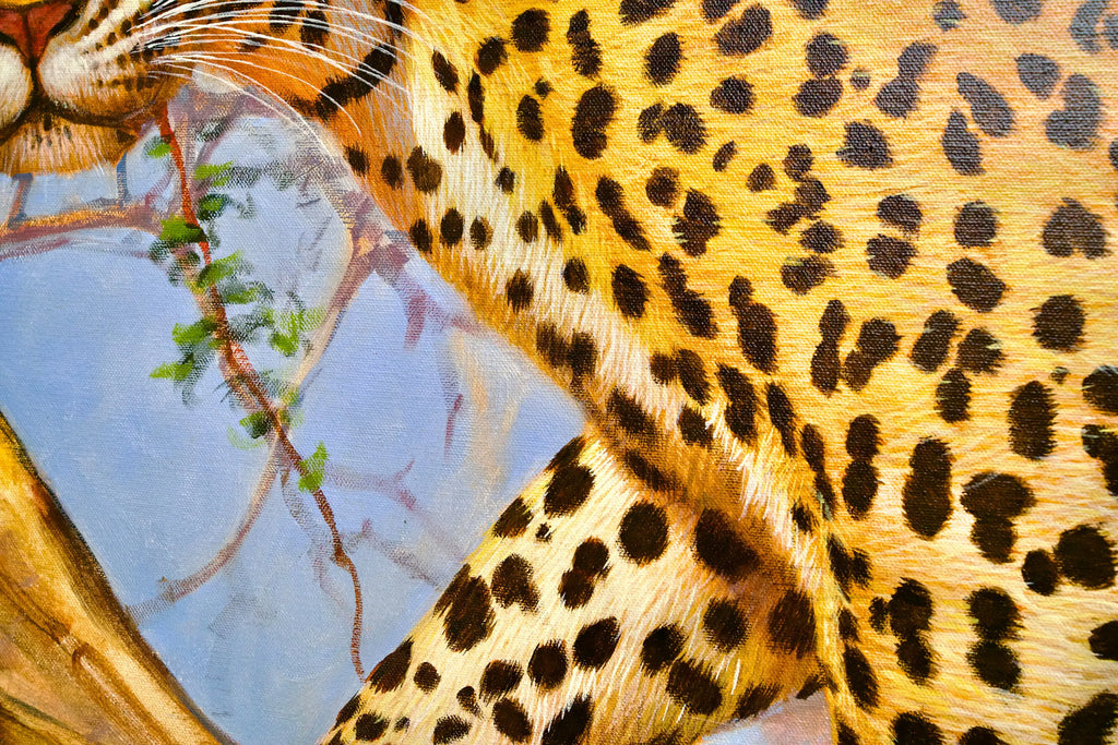 Léopard dans un arbre | 150 x 100 cm Reproductions de tableaux à la peinture à l’huile