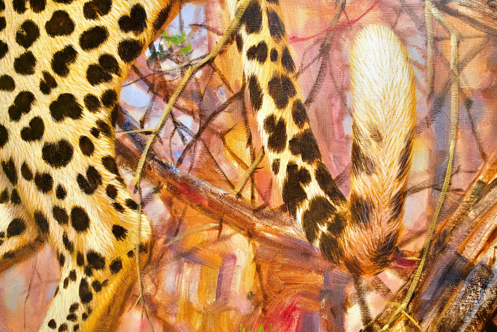 Léopard dans un arbre | 150 x 100 cm Reproductions de tableaux à la peinture à l’huile