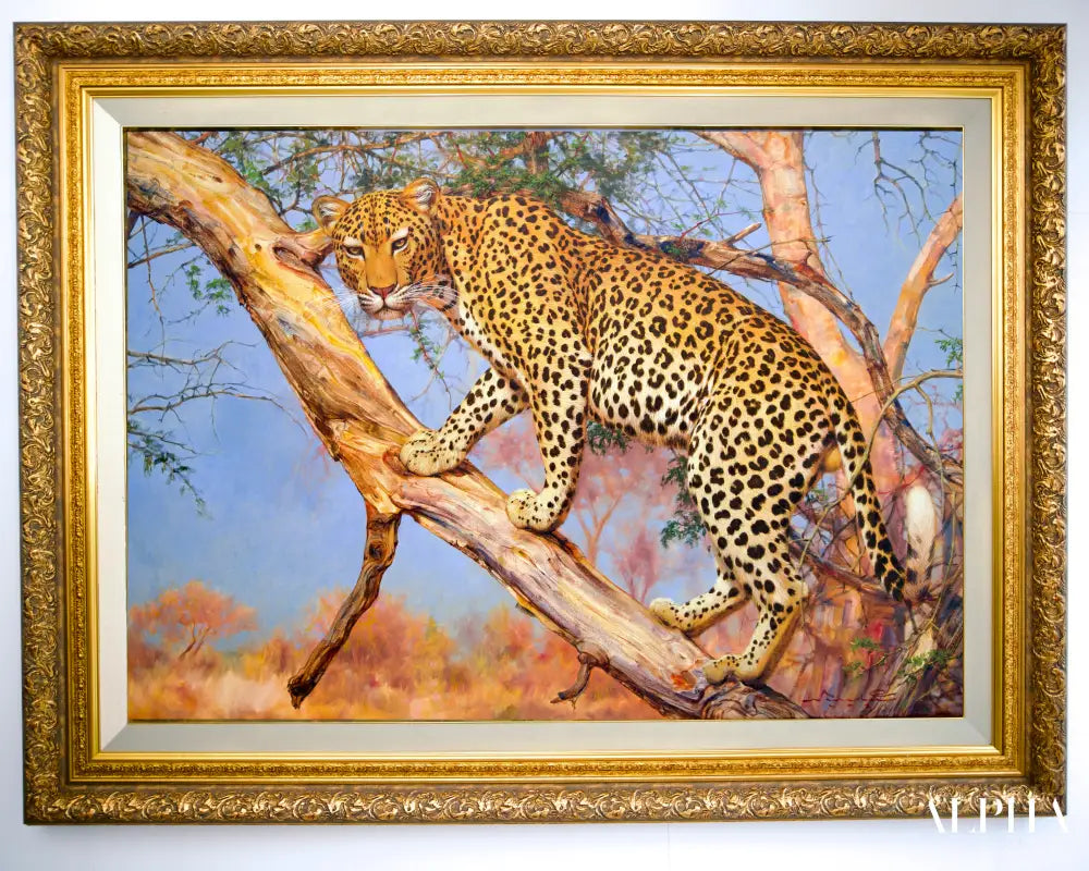 Leopard in a Tree – Somchai | 150 x 100 cm Reproductions de tableaux à la peinture à l’huile