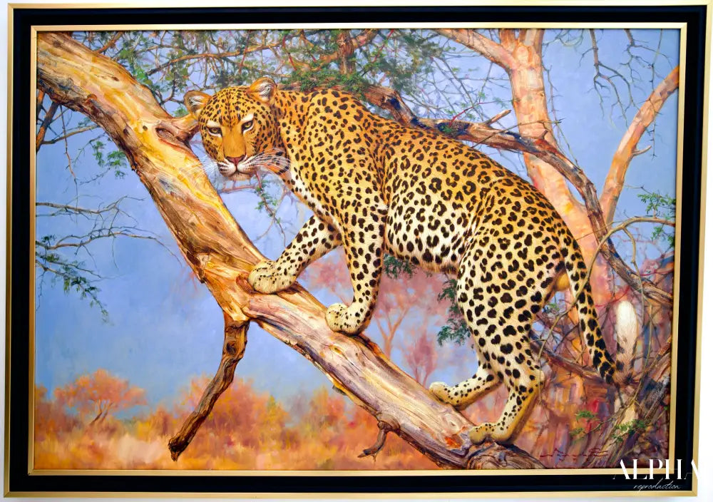 Leopard in a Tree – Somchai | 150 x 100 cm Reproductions de tableaux à la peinture à l’huile