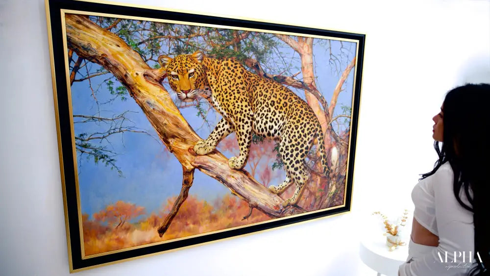 Leopard in a Tree – Somchai | 150 x 100 cm Reproductions de tableaux à la peinture à l’huile