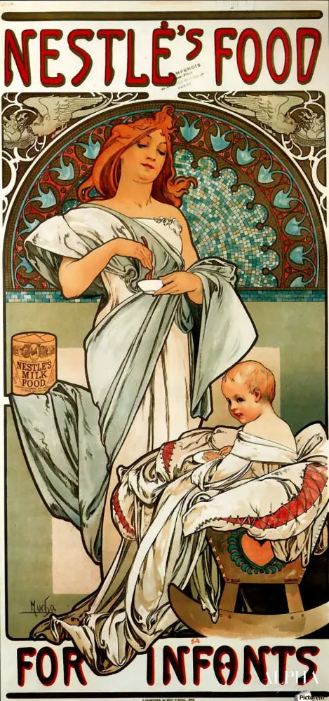 Les aliments pour nourrissons de Nestlé - Mucha - Reproductions de tableaux et peintures haut de gamme