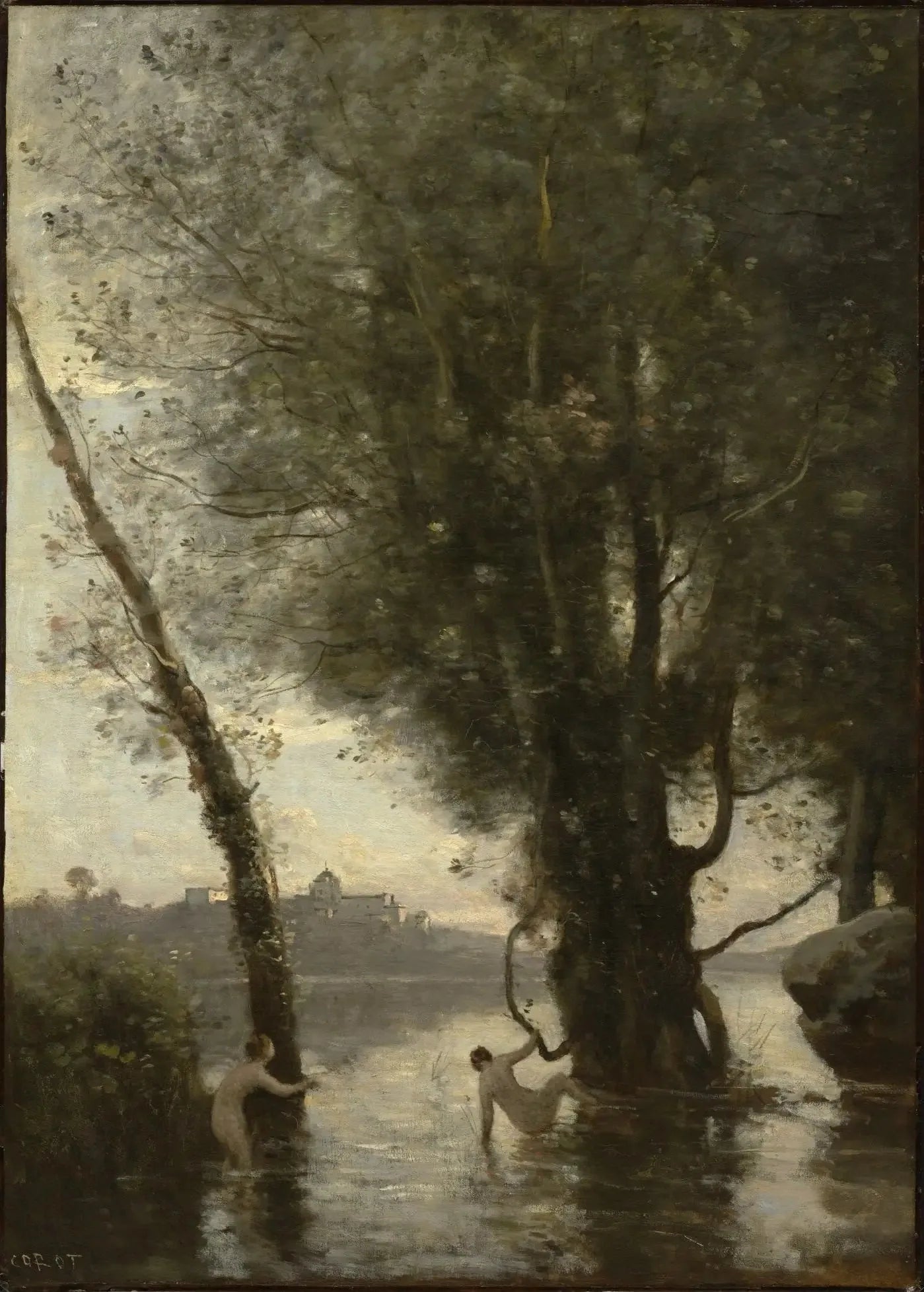 Les baigneuses des îles Borromées - Jean-Baptiste Camille Corot image 1 reproduction de peinture à l’huile