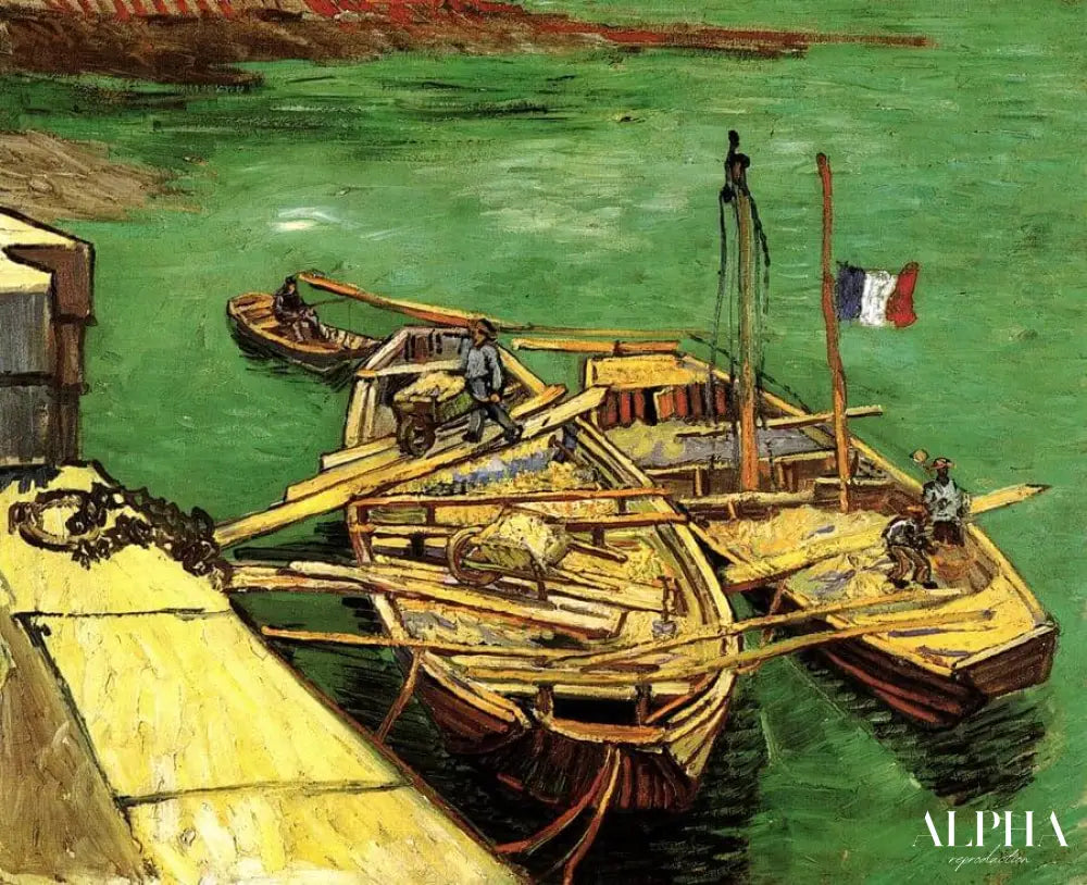 Les bateaux amarrés - Van Gogh - Reproductions de tableaux et peintures haut de gamme