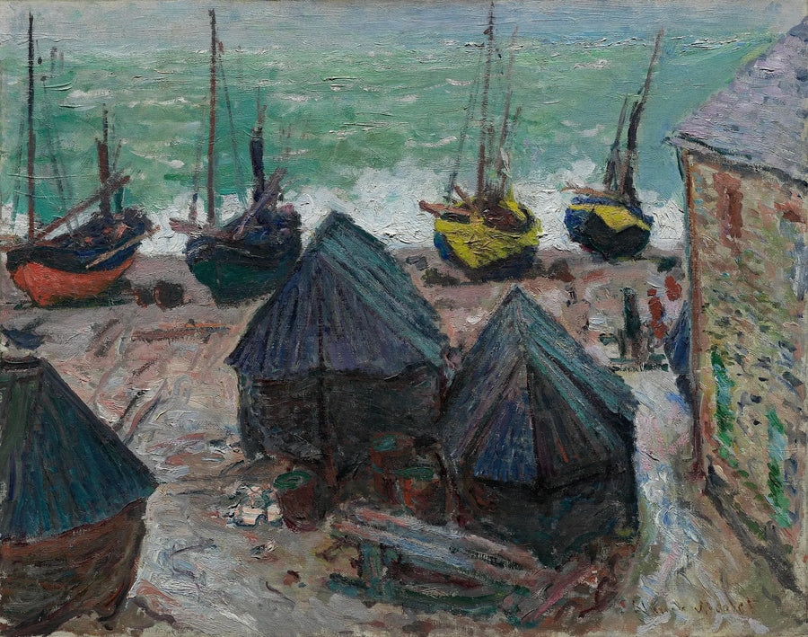 エトルタの浜辺の船 - クロード・モネ