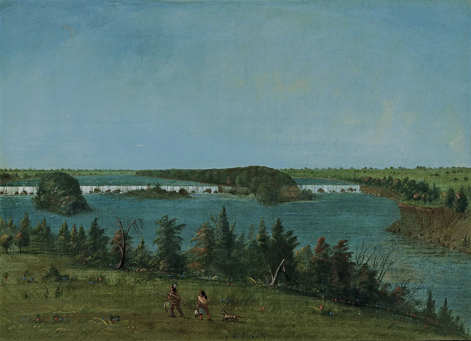 Les chutes de Saint-Antoine - George Catlin image 1 copie de tableau peinte à la main