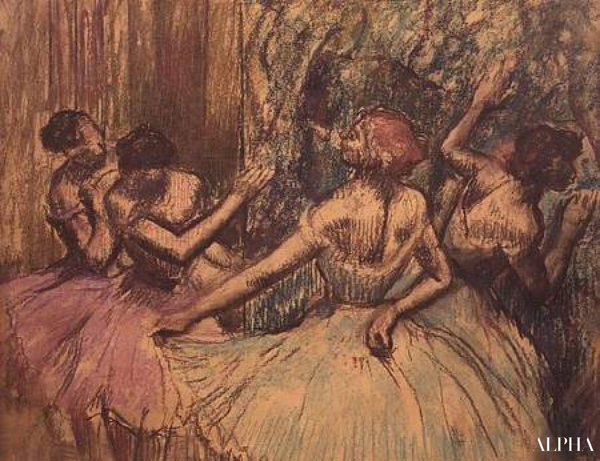 舞台袖のダンサーたち - エドガー・ドガ - 高級絵画および絵画の複製