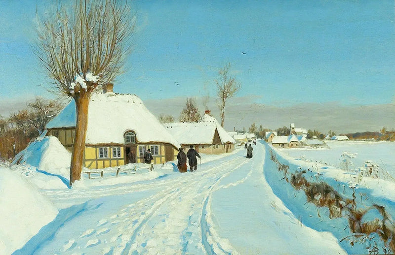 クリスチャンはクリスマスの朝に教会へ向かいます。 - H. A. Brendekilde

Source:
Les fidèles se dirigent vers l'église le matin de Noël. - H. A. Brendekilde