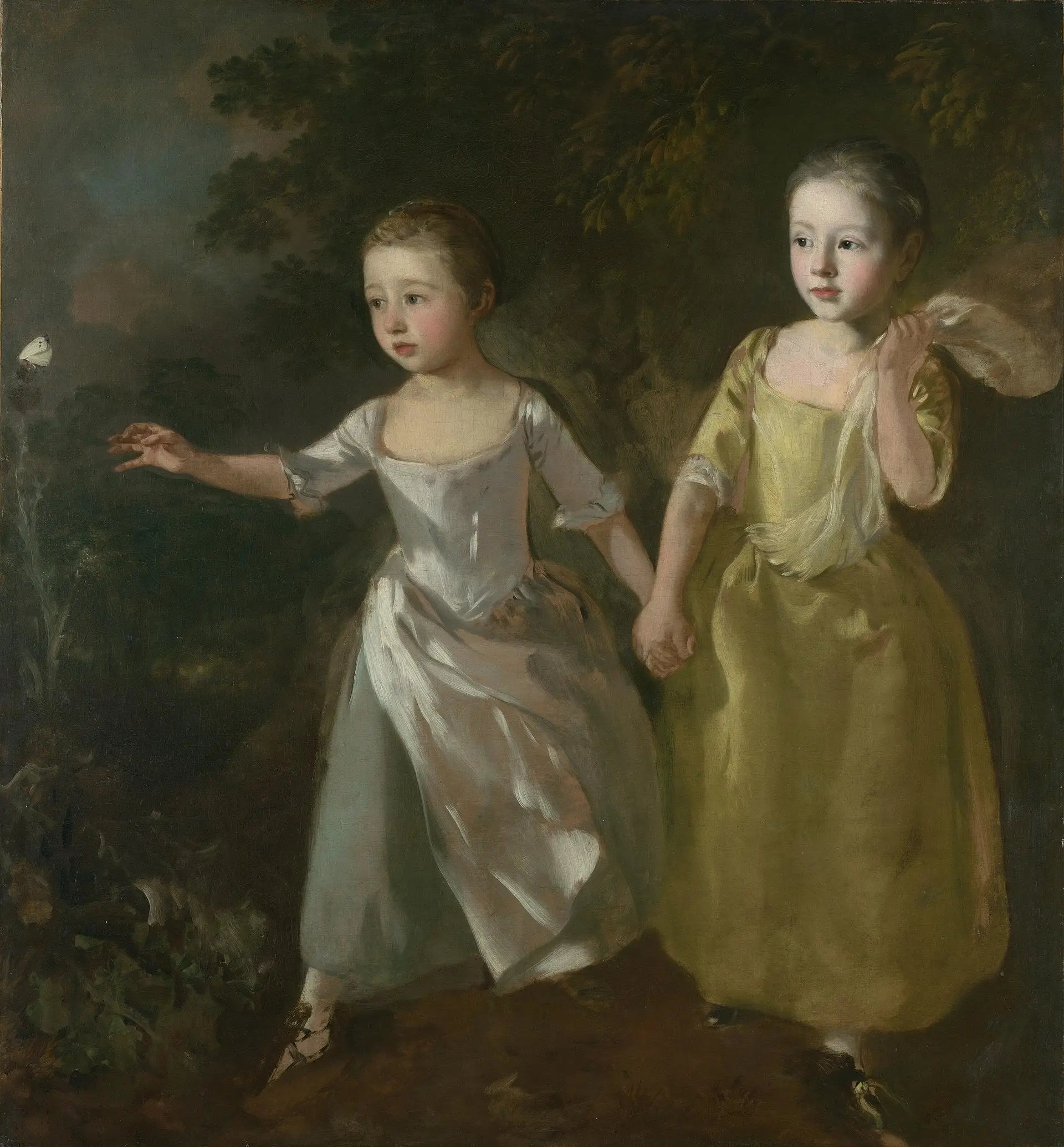 Les filles du peintre à la chasse aux papillons - Thomas Gainsborough image 1 reproduction de peinture à l’huile
