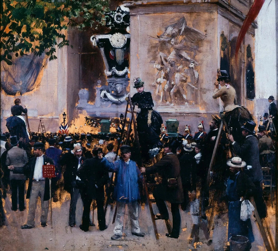 ヴィクトル・ユゴーの葬儀、エトワール広場（1885年6月1日） - ジャン・ボロー

Source:
Les funérailles de Victor Hugo, place de l'Étoile (1er juin 1885) - Jean Béraud