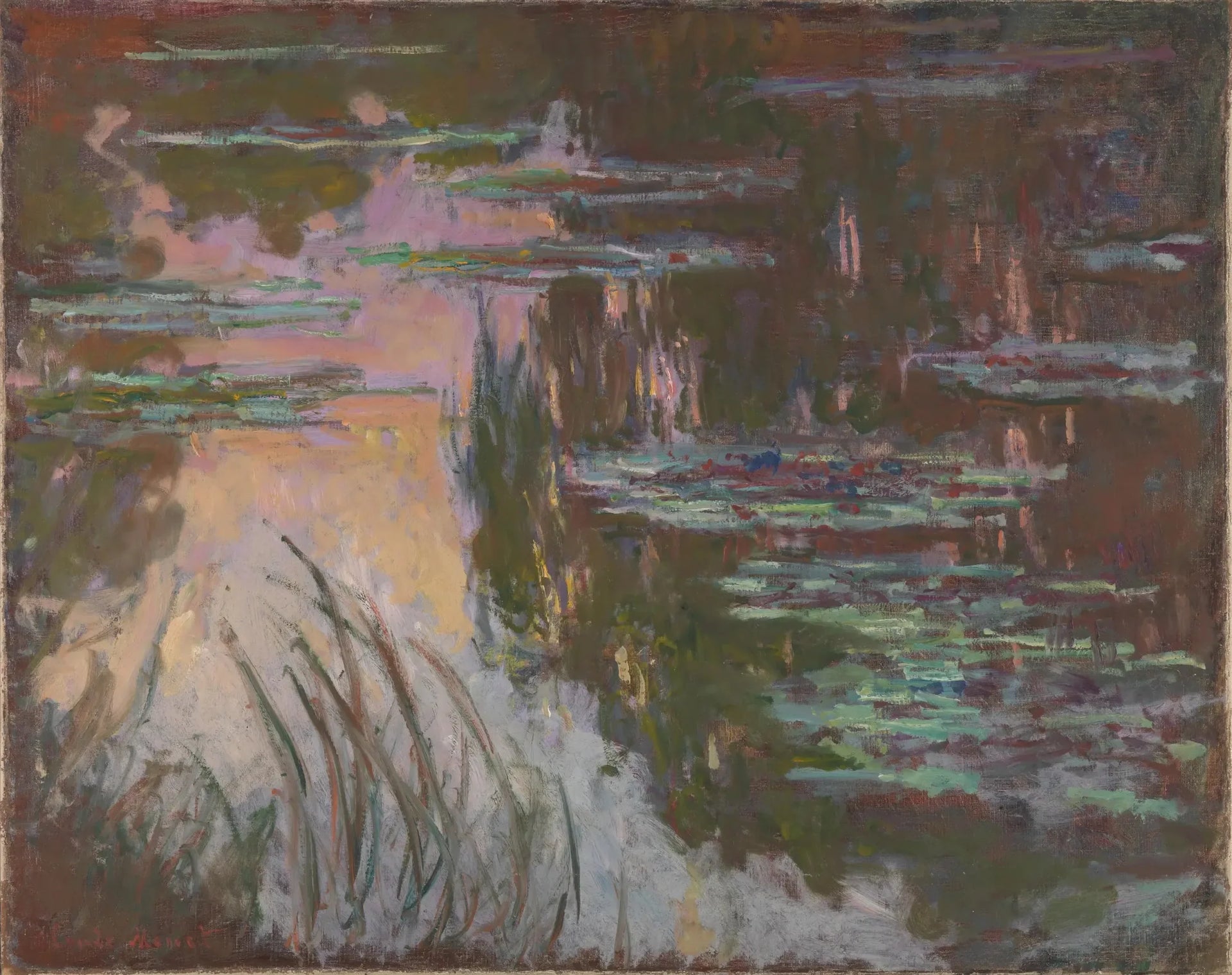 Les lilyes d'eau, le coucher du soleil - Claude Monet image 1 reproduction artisanale de tableau