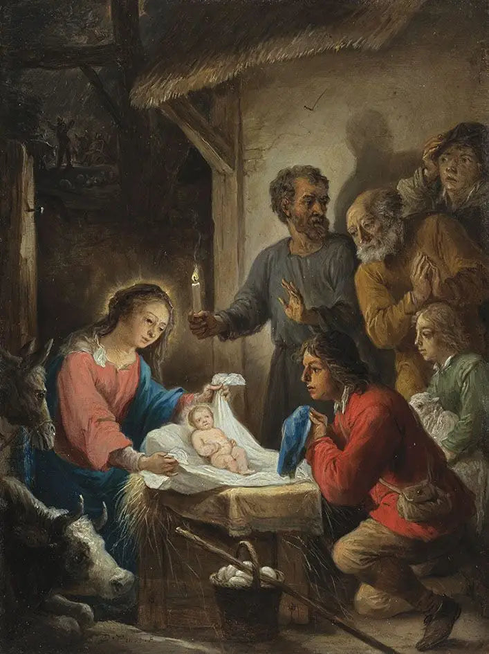 Les quinze secrets du rosaire : l'adoration des bergers - David Teniers le Jeune image 1 reproduction artisanale de tableau