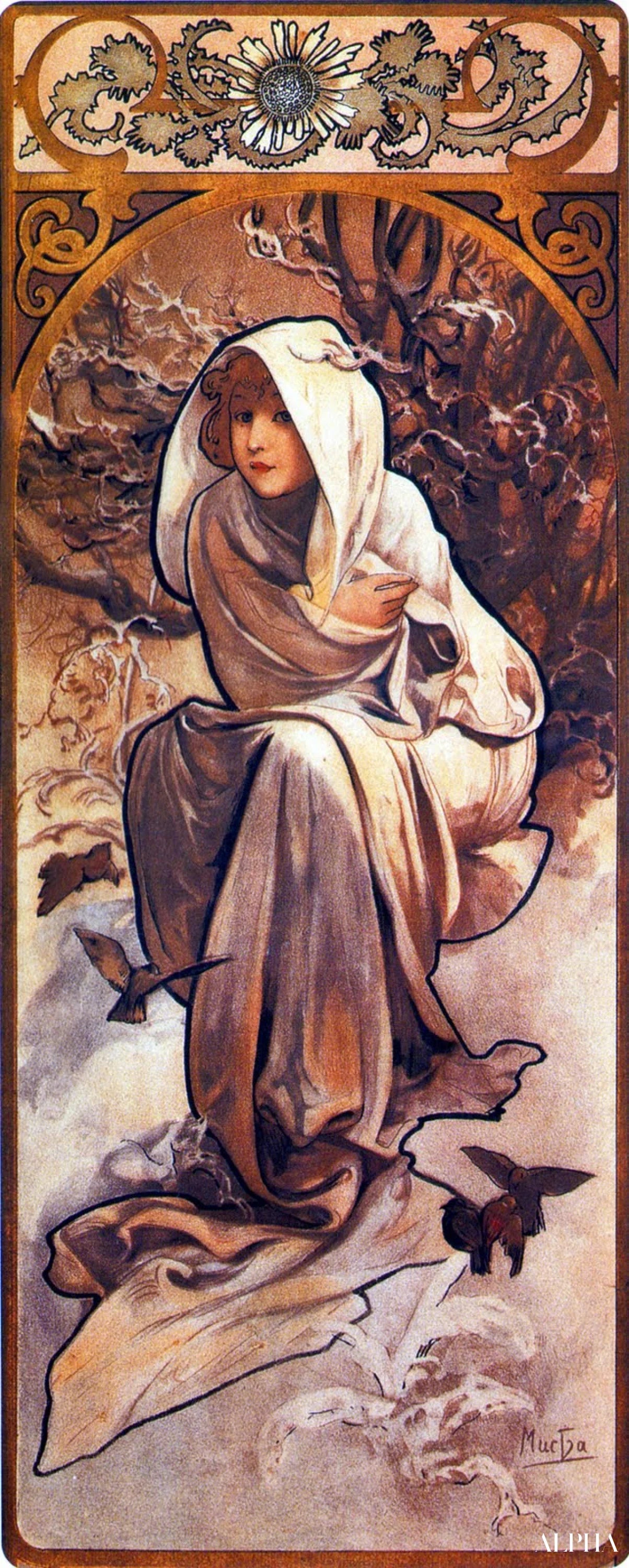 冬の季節 - Mucha - 高級絵画および絵画の複製