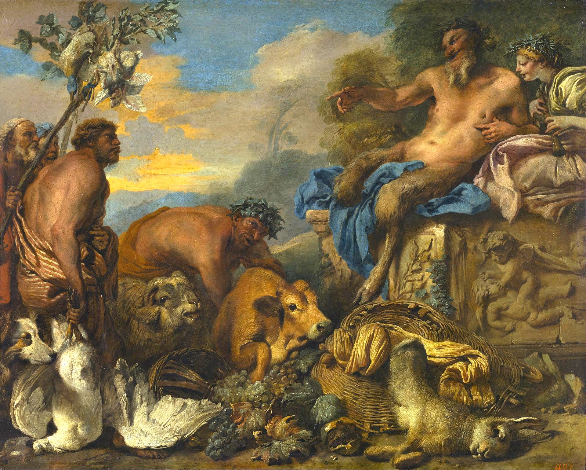 Les satyres apportent leurs cadeaux - Giovanni Benedetto Castiglione image 1 reproduction artisanale de tableau