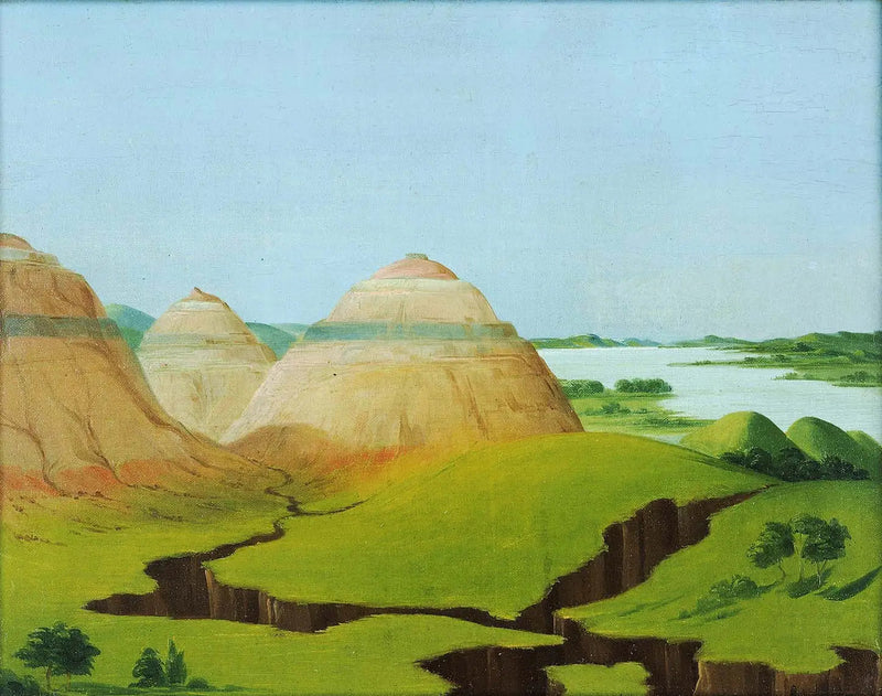 マンダン村から15マイル上のクレイ・ブラフス、トロワ・ドーム

Source:
Les Trois Dômes, Clay Bluffs à 15 miles au-dessus du village de Mandan - George Catlin