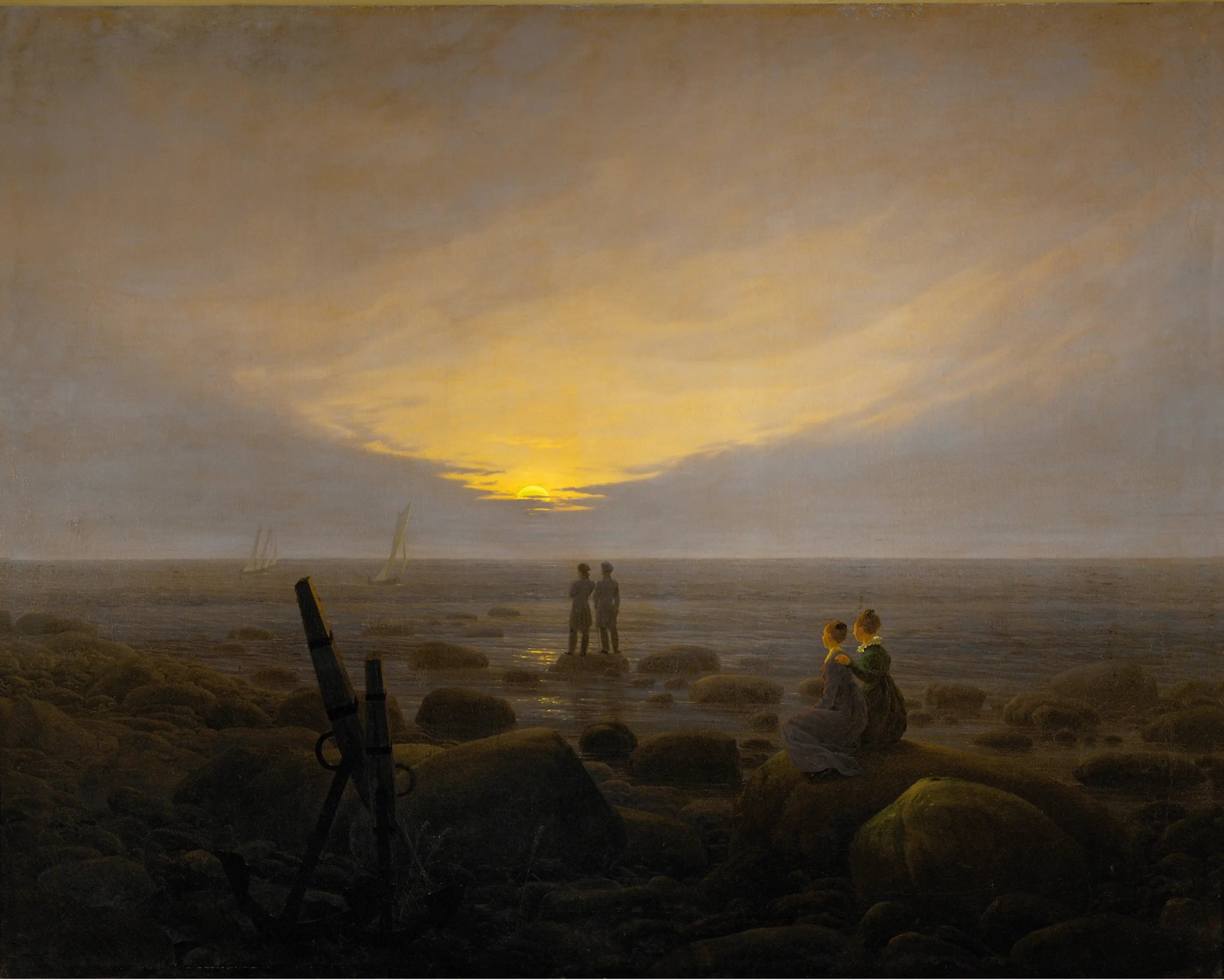 Lever de lune sur la mer - Caspar David Friedrich image 1 reproduction artisanale de tableau