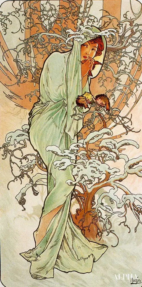 L'hiver - Mucha - Reproductions de tableaux et peintures haut de gamme