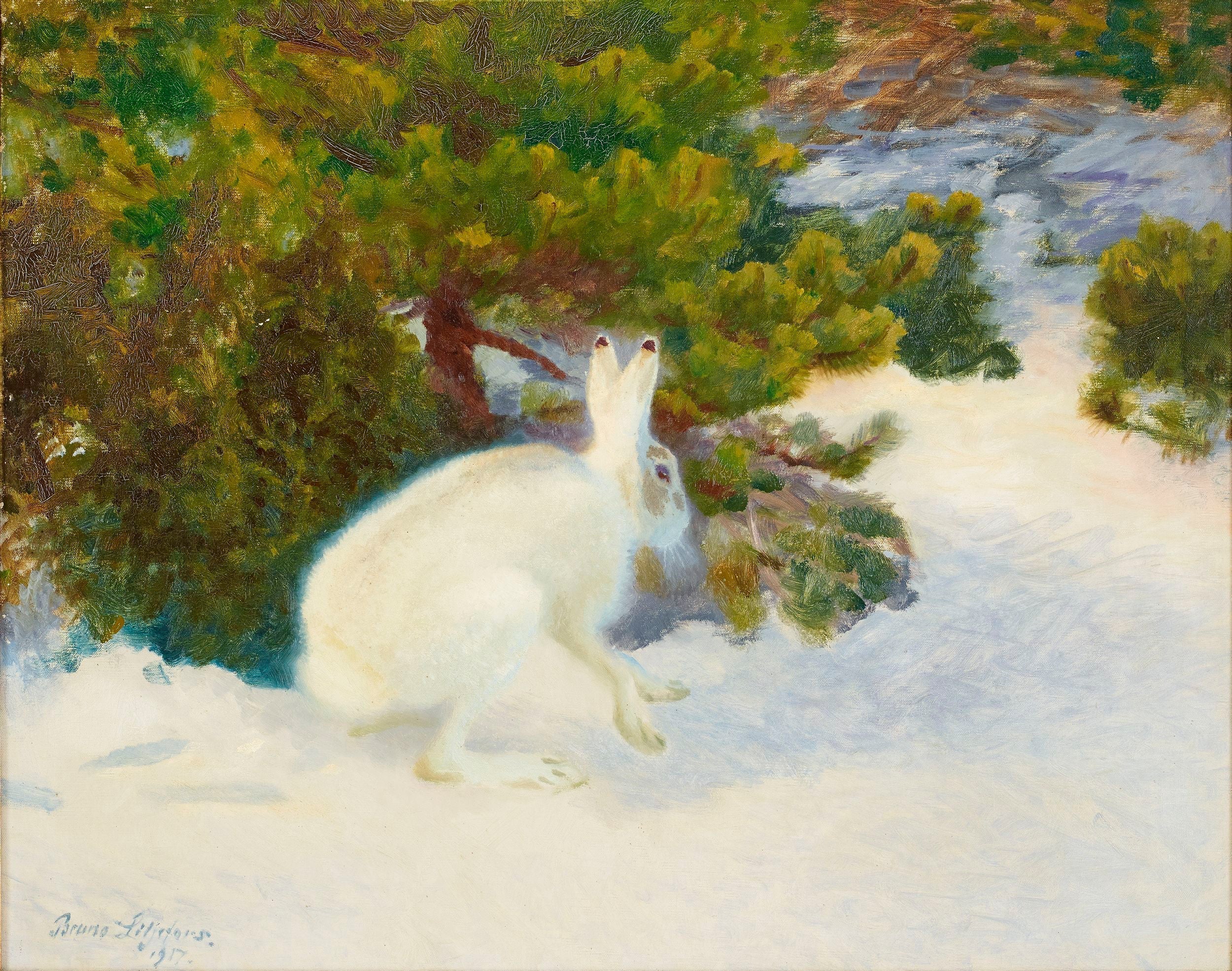Lièvre d'hiver - Bruno Liljefors image 1 tableau peint à l’huile sur toile