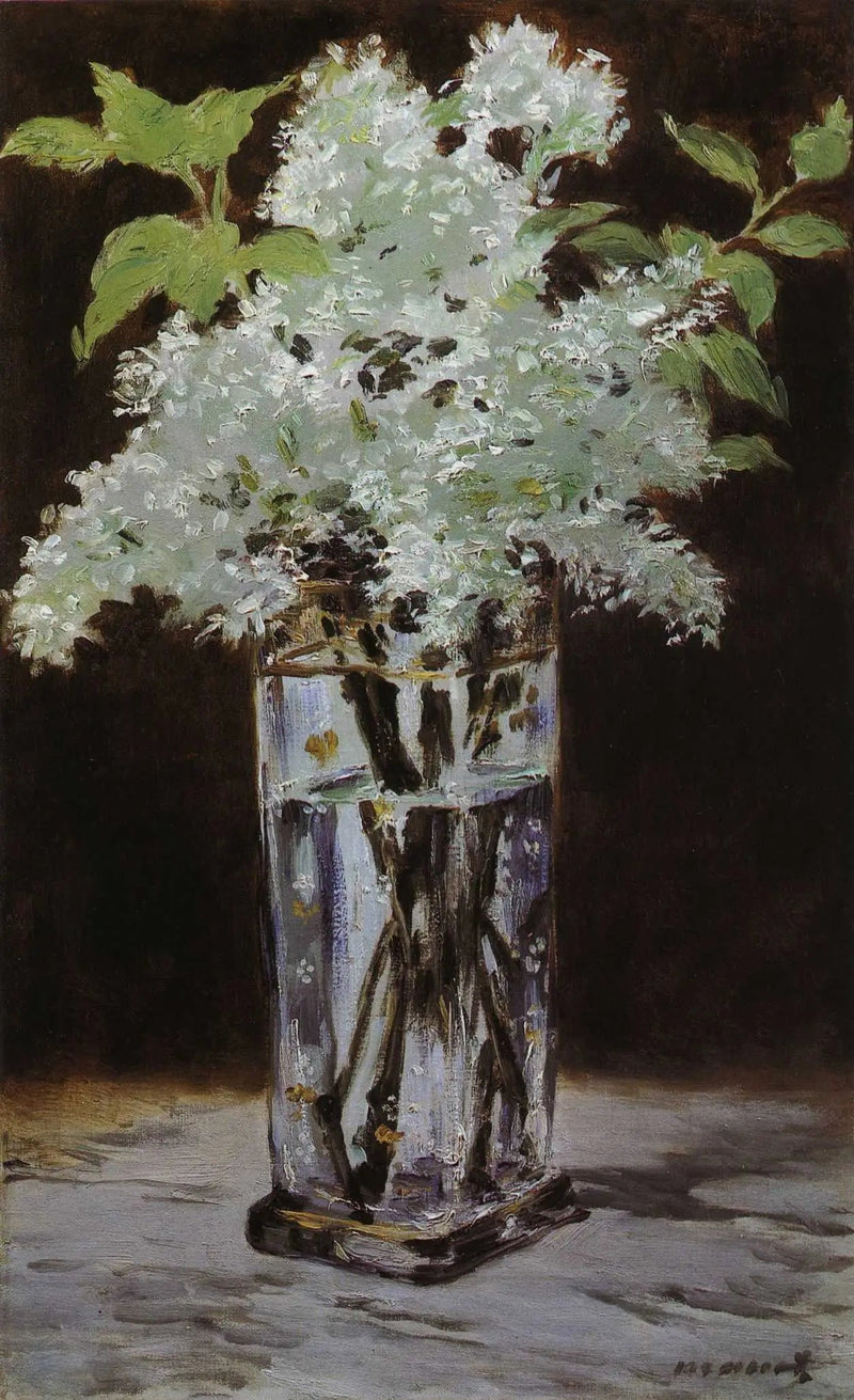 クリスタルの花瓶に入った白いライラック - エドゥアール・マネ