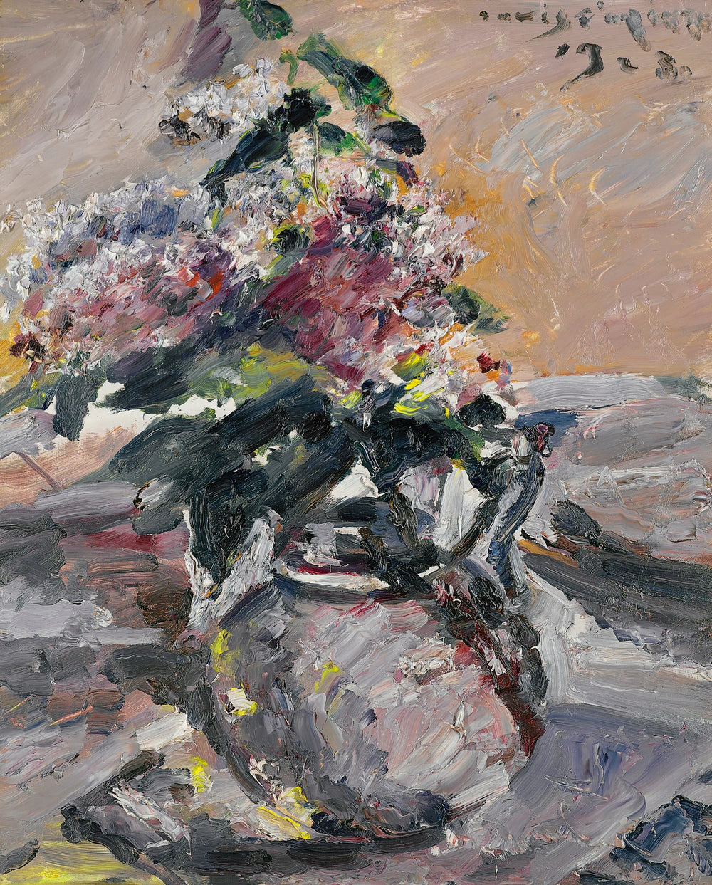 Lilas dans un bol en verre - Lovis Corinth image 1 reproduction réalisée par Alpha Reproduction
