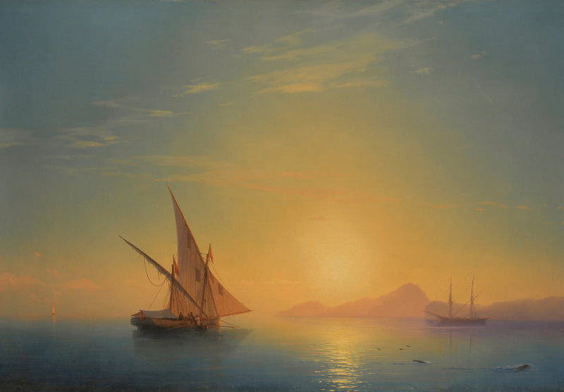 イタリア、イシキア島の夕焼け（イシキアの夕焼け） - イワン・アイヴァゾフスキー

Source:
L'île d'Ischia au coucher du soleil (Coucher de soleil sur Ischia) - Ivan Aïvazovski
