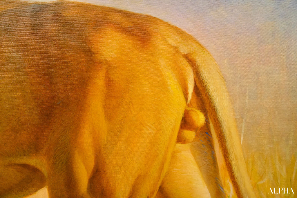 Lion dans la savane | 150 x 100 cm Reproductions de tableaux à la peinture à l’huile
