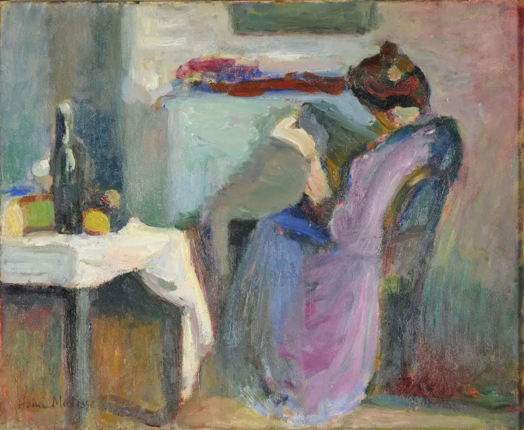 Reproduction du tableau « Liseuse en robe violette - Henri Matisse » par Alpha Reproduction en peinture à l’huile