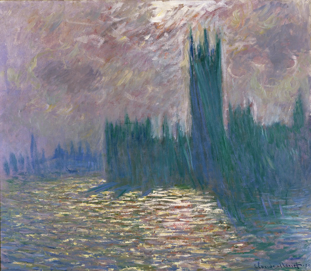 Londres, Le Parlement, Reflets sur la Tamise - Claude Monet image 1 reproduction de peinture à l’huile
