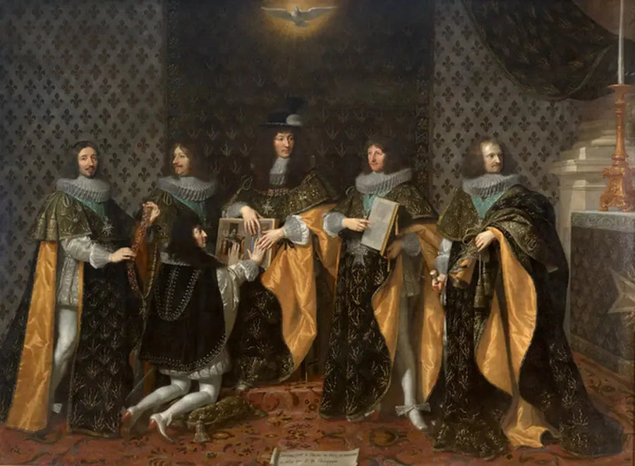 LOUIS_XIV_AU_LENDEMAIN_DE_SON_SACR_RE_OIT_LE_SERMENT_DE_SON_FR_RE_MONSIEUR_DUC_D_ANJOU_COMME_CHEVALIER_DE_L_ORDRE_DU_SAINT_ESPRIT_REIMS_LE_8_JUIN_1654_75x50