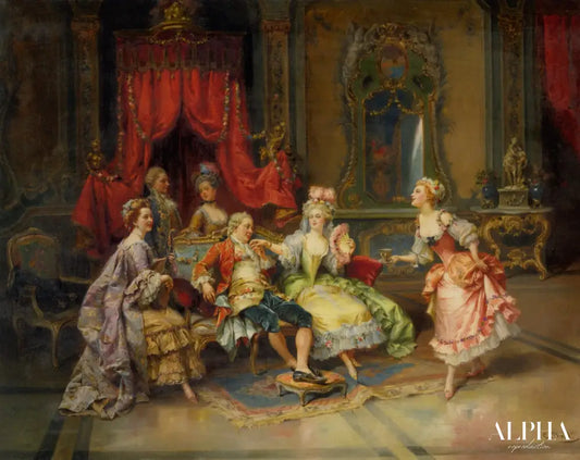 Louis XV dans la salle du trône - Cesare-Auguste Detti Reproductions de tableaux à la peinture à l’huile