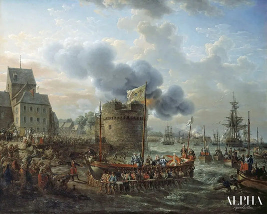 Louis XVI visitant le port de Cherbourg en 1786 - Louis Philippe Crepin - Reproductions de tableaux et peintures haut de gamme