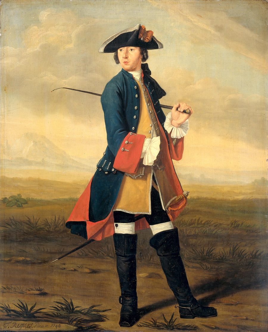 Ludolf Bakhuysen II (1717-82). Peintre, en uniforme des dragons - Tibout Regters