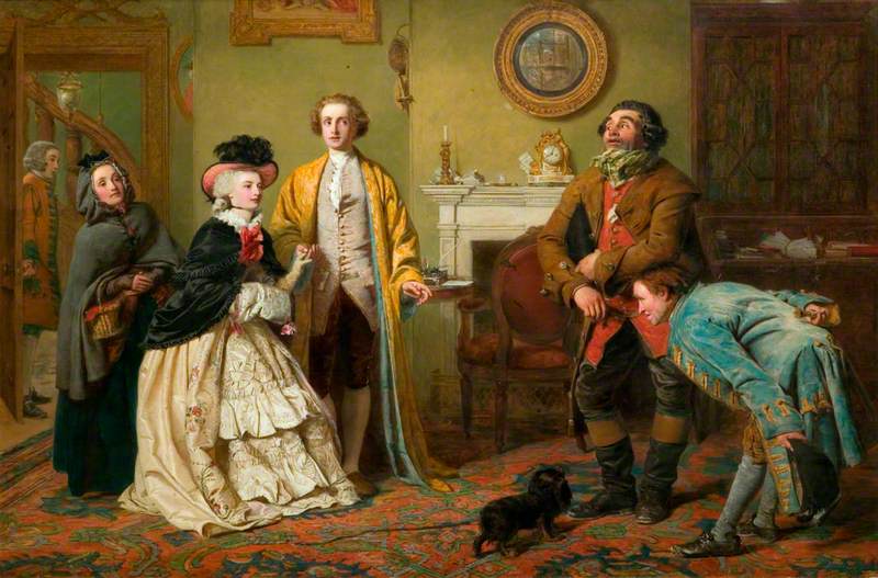 M. Honeywood présente les huissiers à Mlle Richland comme ses amis (extrait de « L'Homme de bonne nature » d'Oliver Goldsmith, acte III, scène 1) - William Powell Frith