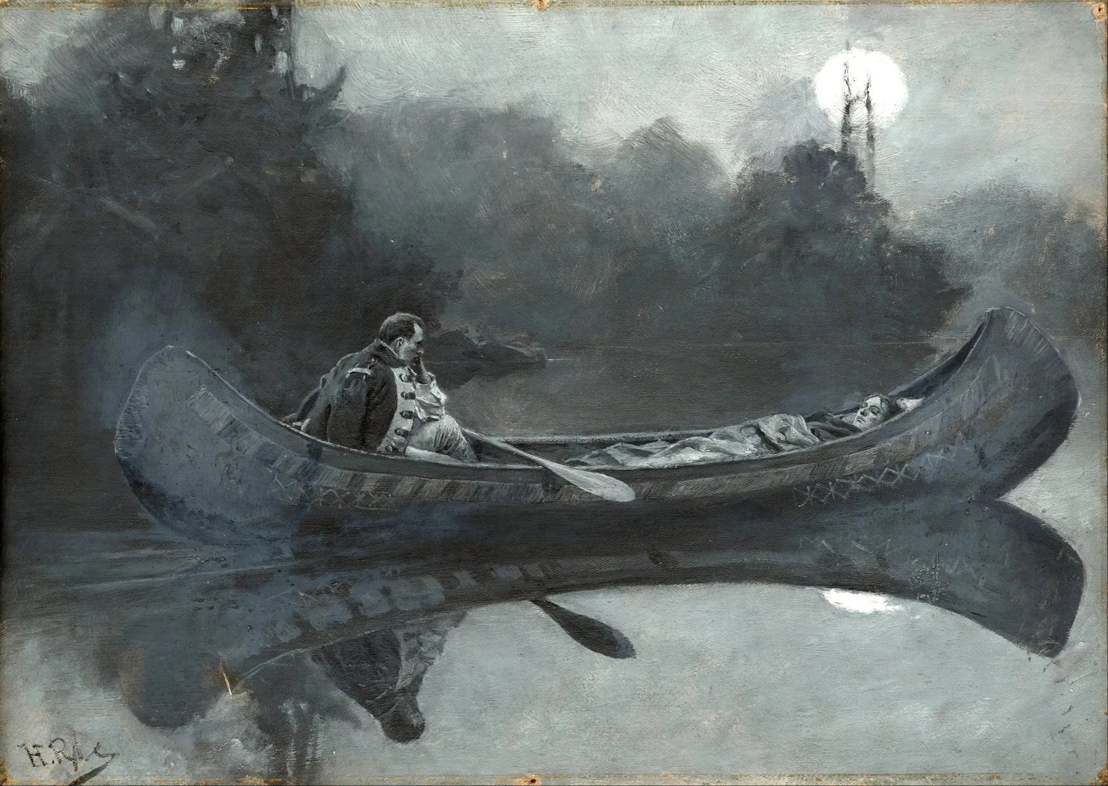 « Ma haine pour lui semblait soudainement avoir pris des ailes » (Un ennemi blessé) - Howard Pyle image 1 copie peinte à la main à l’huile