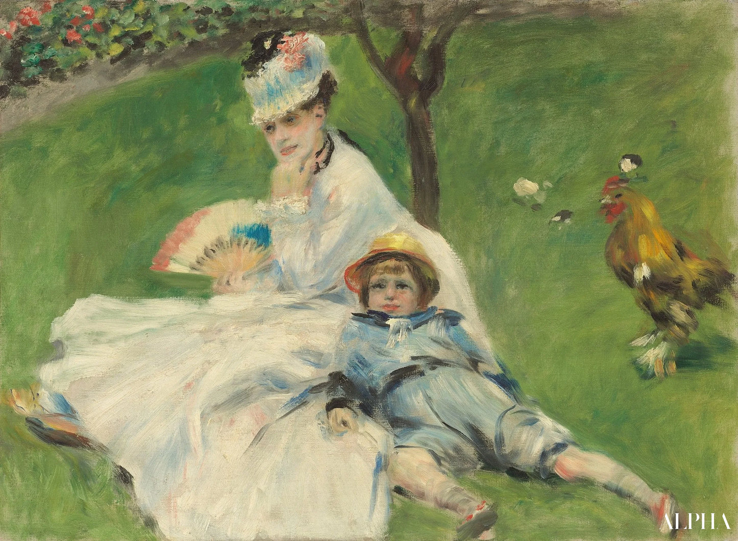 マダム・モネと息子ジャン 1874年 - ピエール＝オーギュスト・ルノワール - 高級絵画および絵画の複製