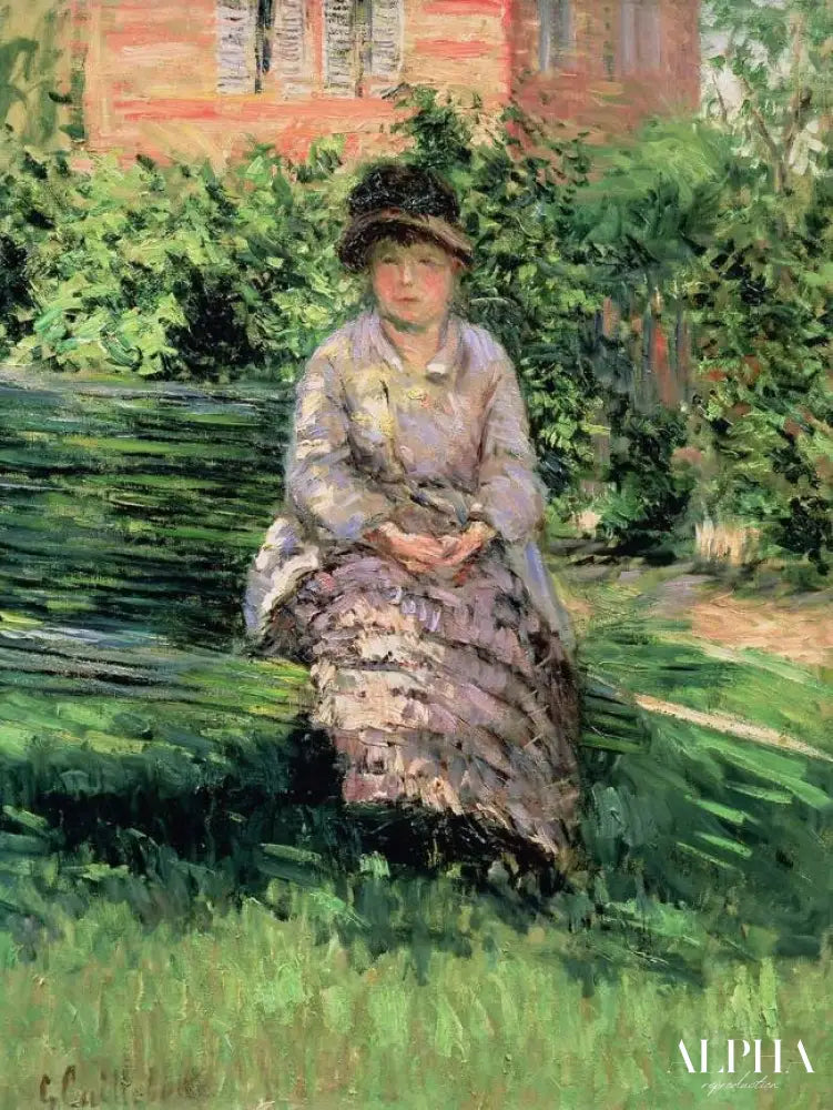 Madame Renoir (1860-1915) dans le jardin du Petit-Gennevilliers - Caillebotte - Reproductions de tableaux et peintures haut de gamme