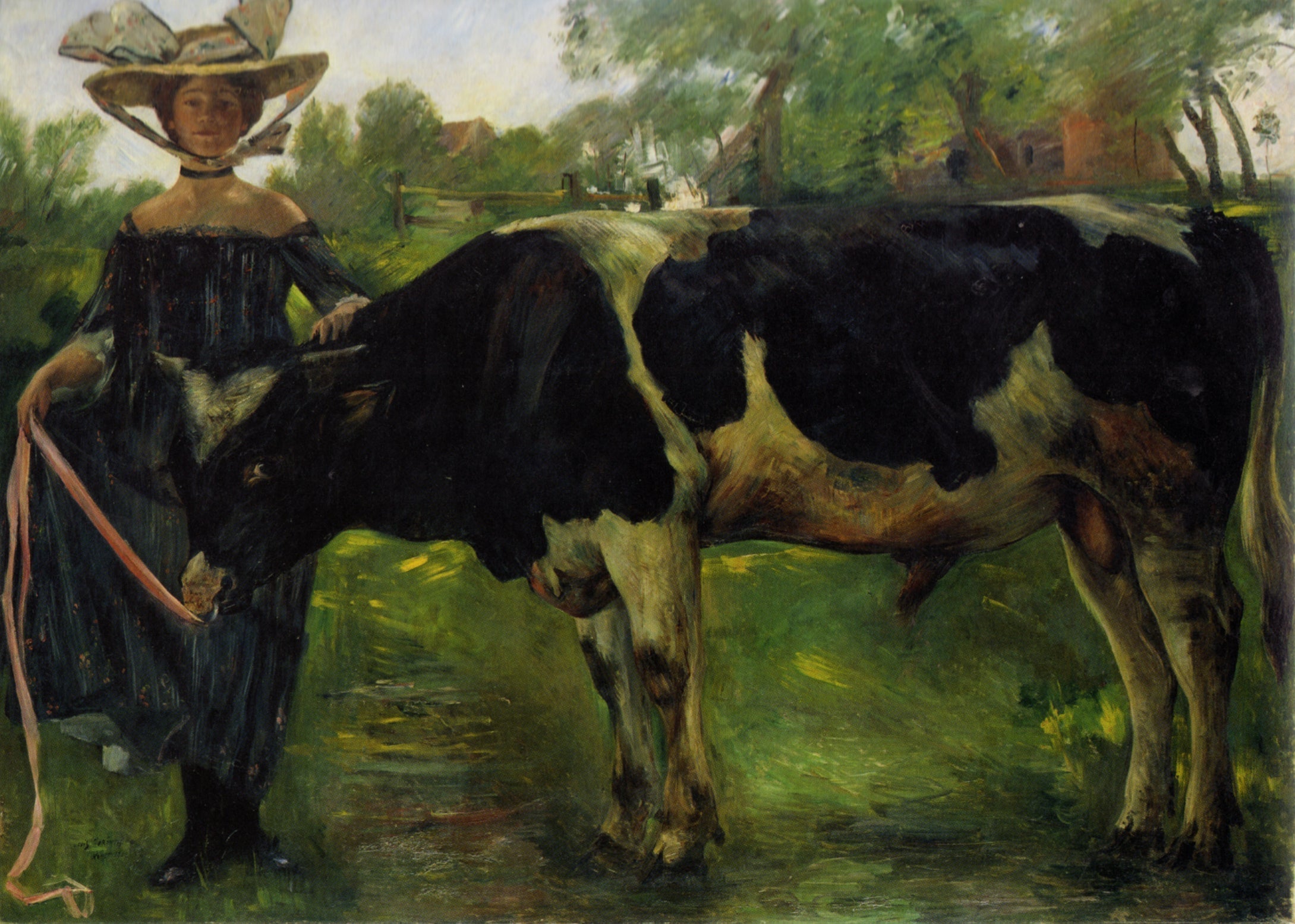 Mädchen mit Stier - Lovis Corinth image 1 reproduction d’œuvre d’art à l’huile