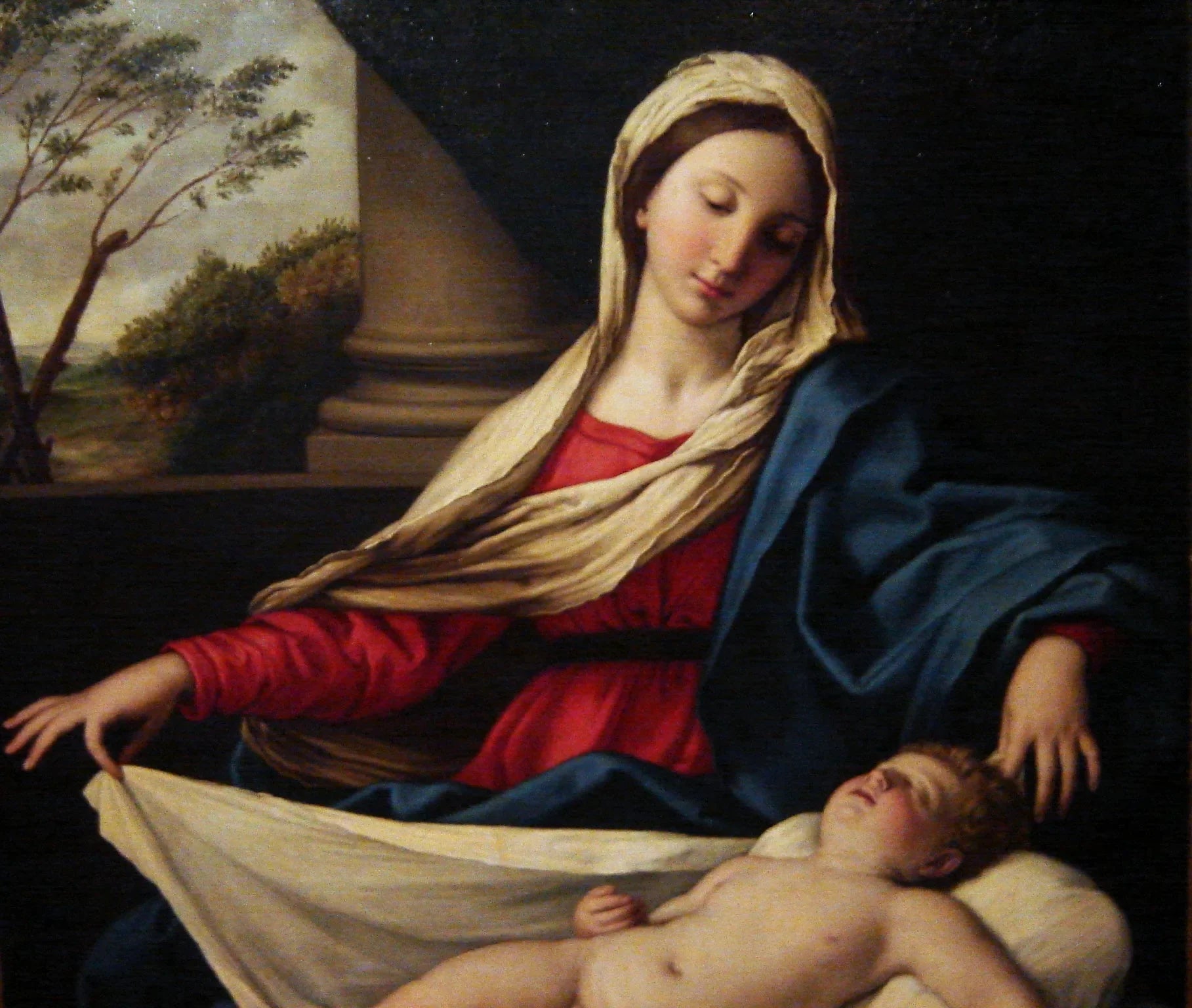 Madona adorando al Niño dormido - Giovanni Battista Salvi image 1 copie de tableau peinte à la main