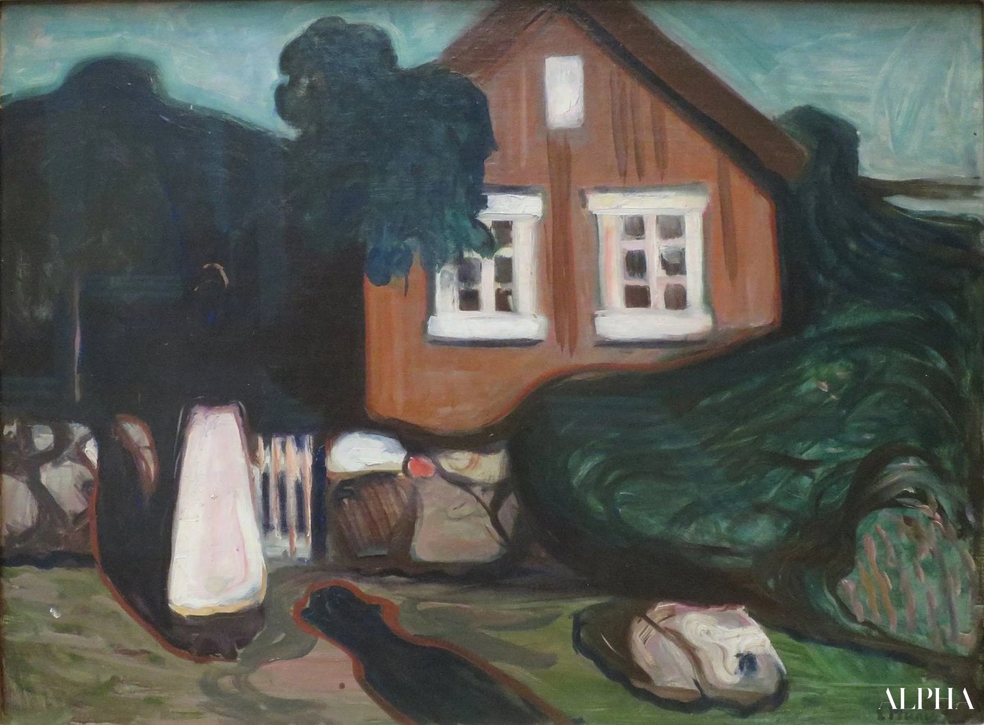 月明かりの家 - Edvard Munch - 高級絵画および絵画の複製