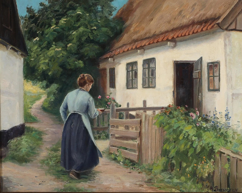 リールのドレスメーカーの家 Næstved。 - H. A. Brendekilde

Source:
Maison de la couturière à Lille Næstved. - H. A. Brendekilde